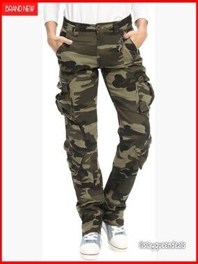 Stretch Cargo Pants with 8 Pockets, Cotton Casual Work Travel Pants